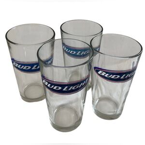 Set of 4 Budweiser Bud Light Clear Glasses
